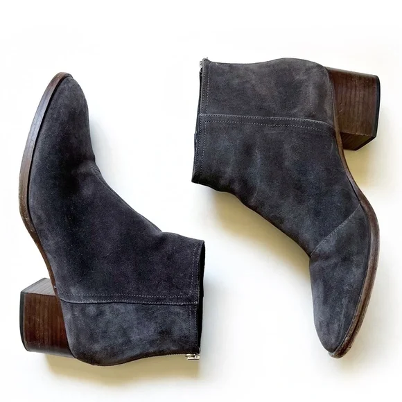 rag & bone WESLEY Suede Leather Gray Brown Ankle Boots Booties Stacked H… - Picture 6 of 14